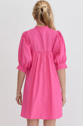 Oh Frill Notched Puff Sleeve Babydoll Mini Dress OutfitFlow